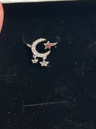 Anello Argento 925 Luna e Stelle Regolabile
