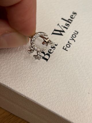 Anello Argento 925 Luna e Stelle Regolabile