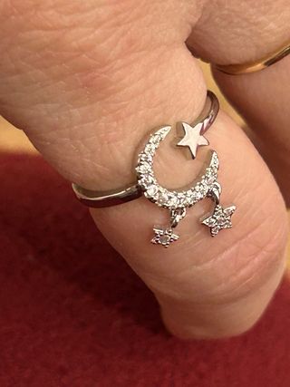Anello Argento 925 Luna e Stelle Regolabile