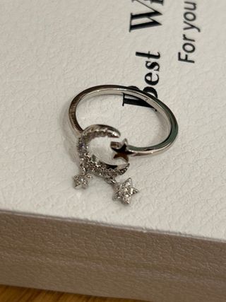 Anello Argento 925 Luna e Stelle Regolabile