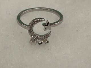 Anello Argento 925 Luna e Stelle Regolabile