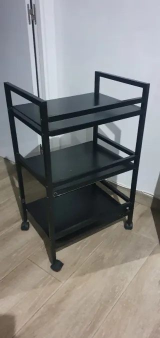 Carrito auxiliar 3 estantes negro