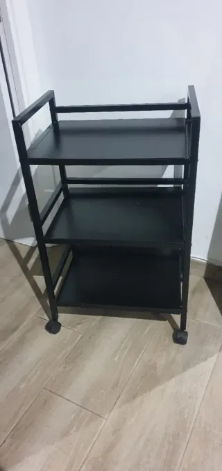 Carrito auxiliar 3 estantes negro