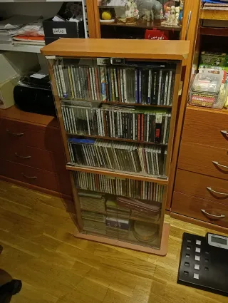 Mueble CD/DVD Madera y Cristal