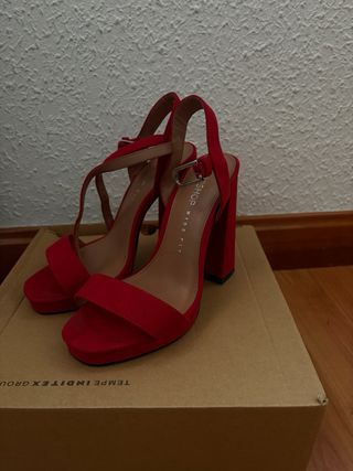 Sandalias tacón rojo Topshop