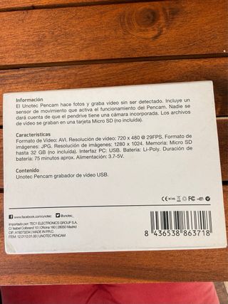 Mini cámara espía USB Unotec PENCAM