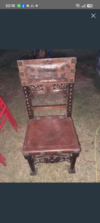 Sillas antiguas madera y cuero