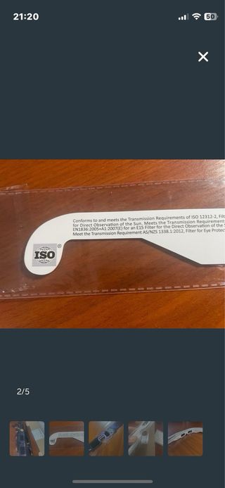 Lote 5 Gafas Eclipse Solar ISO Lentes de seguridad