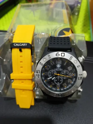 Reloj Calgary Hombre Negro y Amarillo