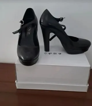 Scarpe Nere Pelle Plateau Tacco 35