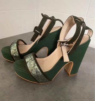 Sandalias Gas Tacon Verde Talla 38