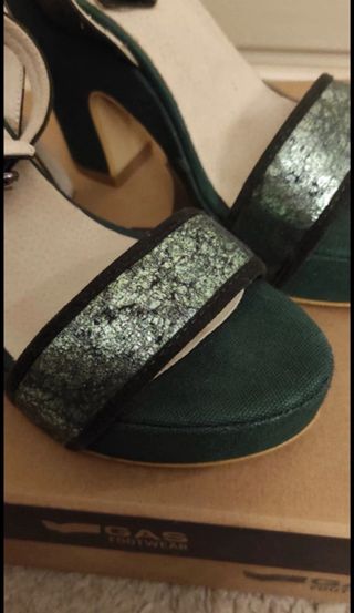 Sandalias Gas Tacon Verde Talla 38