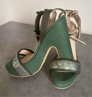 Sandalias Gas Tacon Verde Talla 38