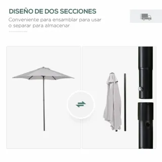 Parasol Terraza Exterior Beige/Gris