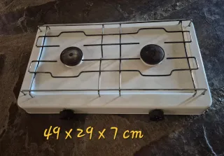 Hornillo gas 2 fuegos 49x29x7 cm
