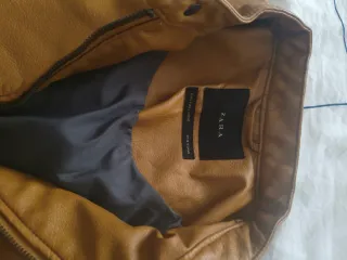 Chaqueta Biker Efecto Piel Camel Zara