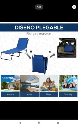 Tumbona plegable con toldo