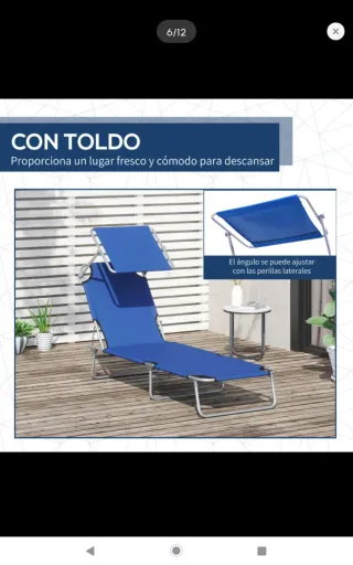 Tumbona plegable con toldo