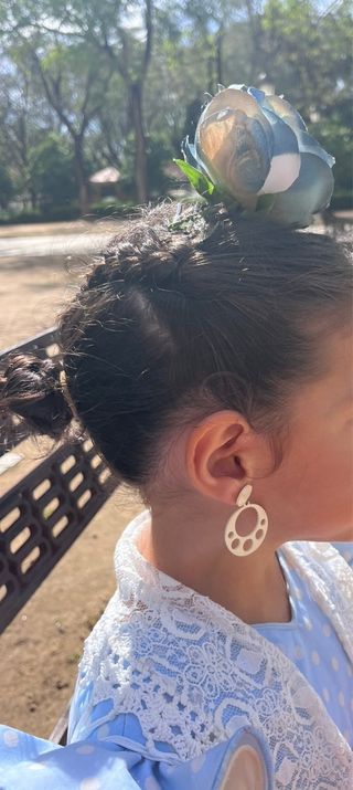 Vestido Flamenca Niña Azul y Blanco
