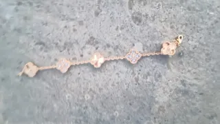 Pulsera 5 tréboles oro y piedras