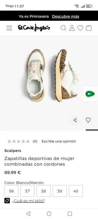 Zapatillas Scalpers doradas y blancas T.38