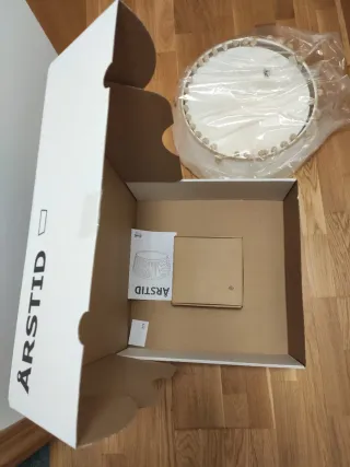 Lámpara techo Ikea ÅRSTID 46cm.Tela plisada blanca
