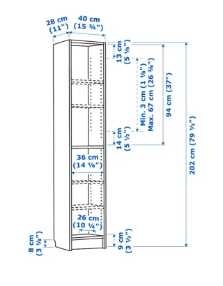 Estantería de roble 40cm