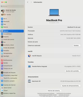 MacBook Pro 16” i7 Plata/Gris Espacial