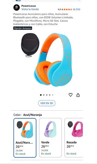 Auriculares infantiles azules y naranjas