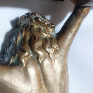 Jesucristo bronce antiguo 1928 grande 36x35 firmad