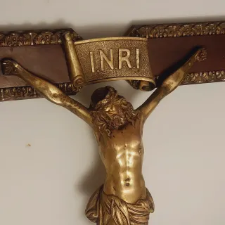 Jesucristo bronce antiguo 1928 grande 36x35 firmad