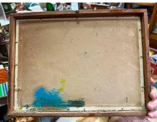 Antiguo óleo sobre tabla paisaje marino