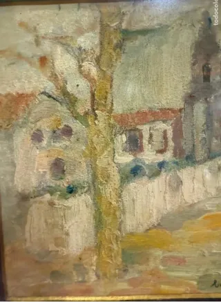 Antiguo óleo sobre tabla paisaje