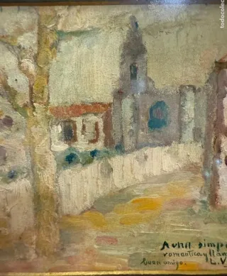 Antiguo óleo sobre tabla paisaje