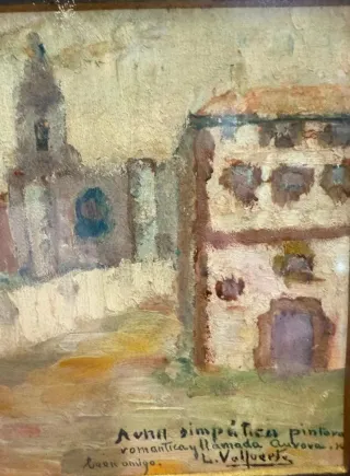 Antiguo óleo sobre tabla paisaje