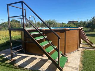 Piscina desmontable madera y plástico