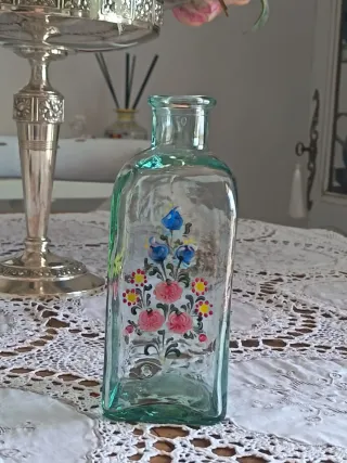 Vaso Vetro Fiori Dipinti Mano