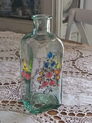 Vaso Vetro Fiori Dipinti Mano