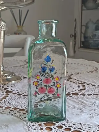 Vaso Vetro Fiori Dipinti Mano
