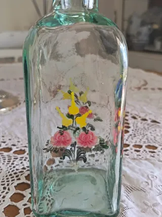 Vaso Vetro Fiori Dipinti Mano