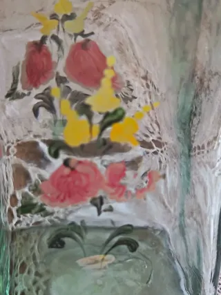 Vaso Vetro Fiori Dipinti Mano
