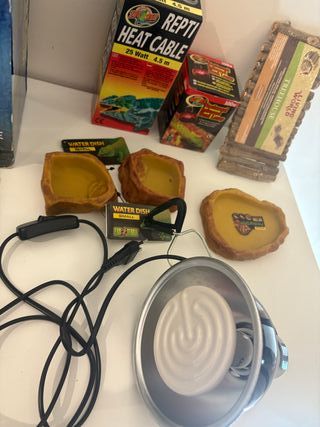 Terrario con accesorios para reptiles