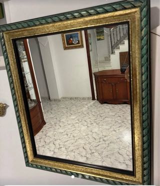 Espejo Marco Dorado y Verde