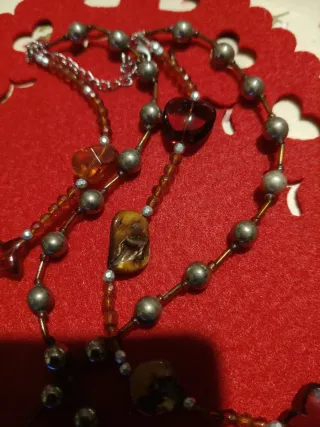 Collana bigiotteria marrone e oro