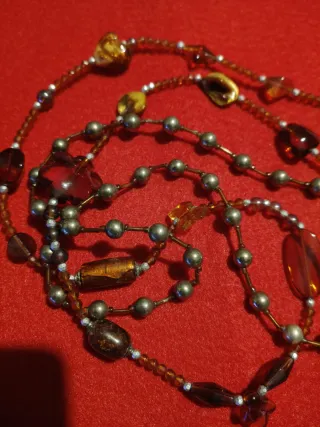 Collana bigiotteria marrone e oro