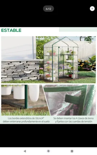 Invernadero con estantes