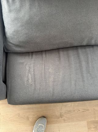 Sofá chaise longue gris tela