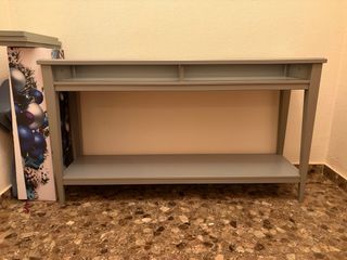 Mesa consola cristal y madera gris