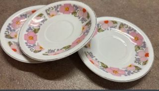 Set 3 Piattini Ceramica Fiori Rosa