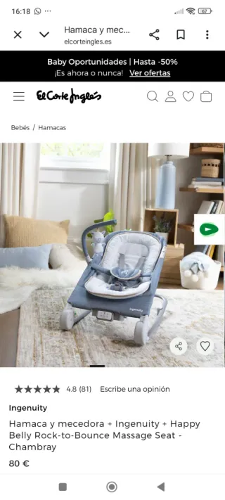 Hamaca y mecedora Ingenuity para bebé